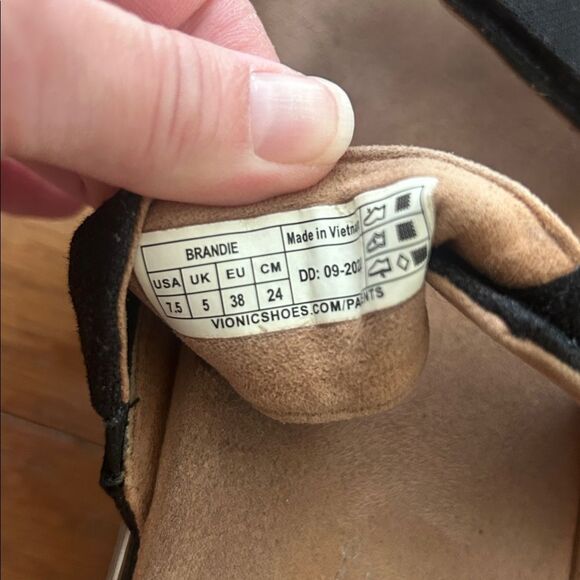 Vionic Brandie Slide Black Sandals Women Size 7.5 Double Strap Buckle Slides - Picture 8 of 12